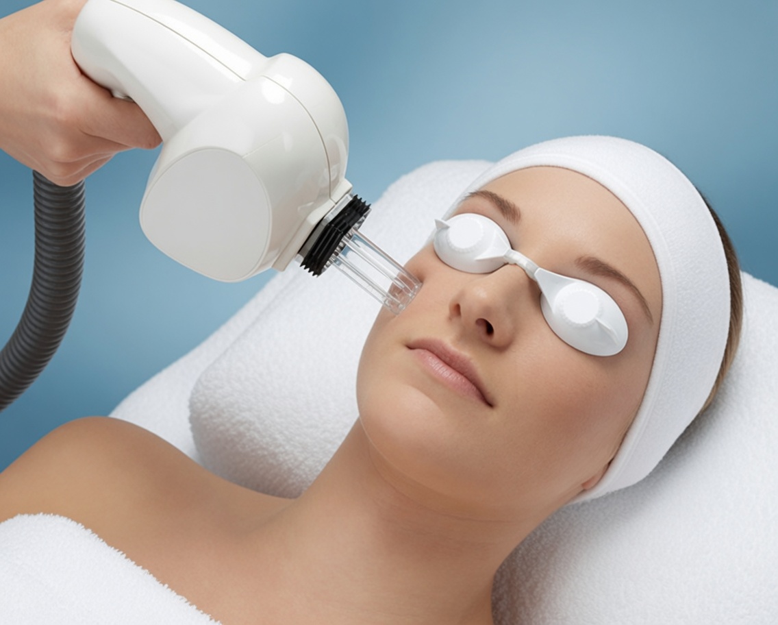 Skin rejuvenation treatment on a client's face — Permanent Hair Removal & Skin Rejuvenation Diploma L4