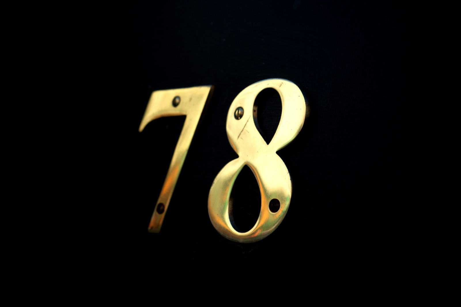 Brass number 78 on the door of The Hair and Beauty College