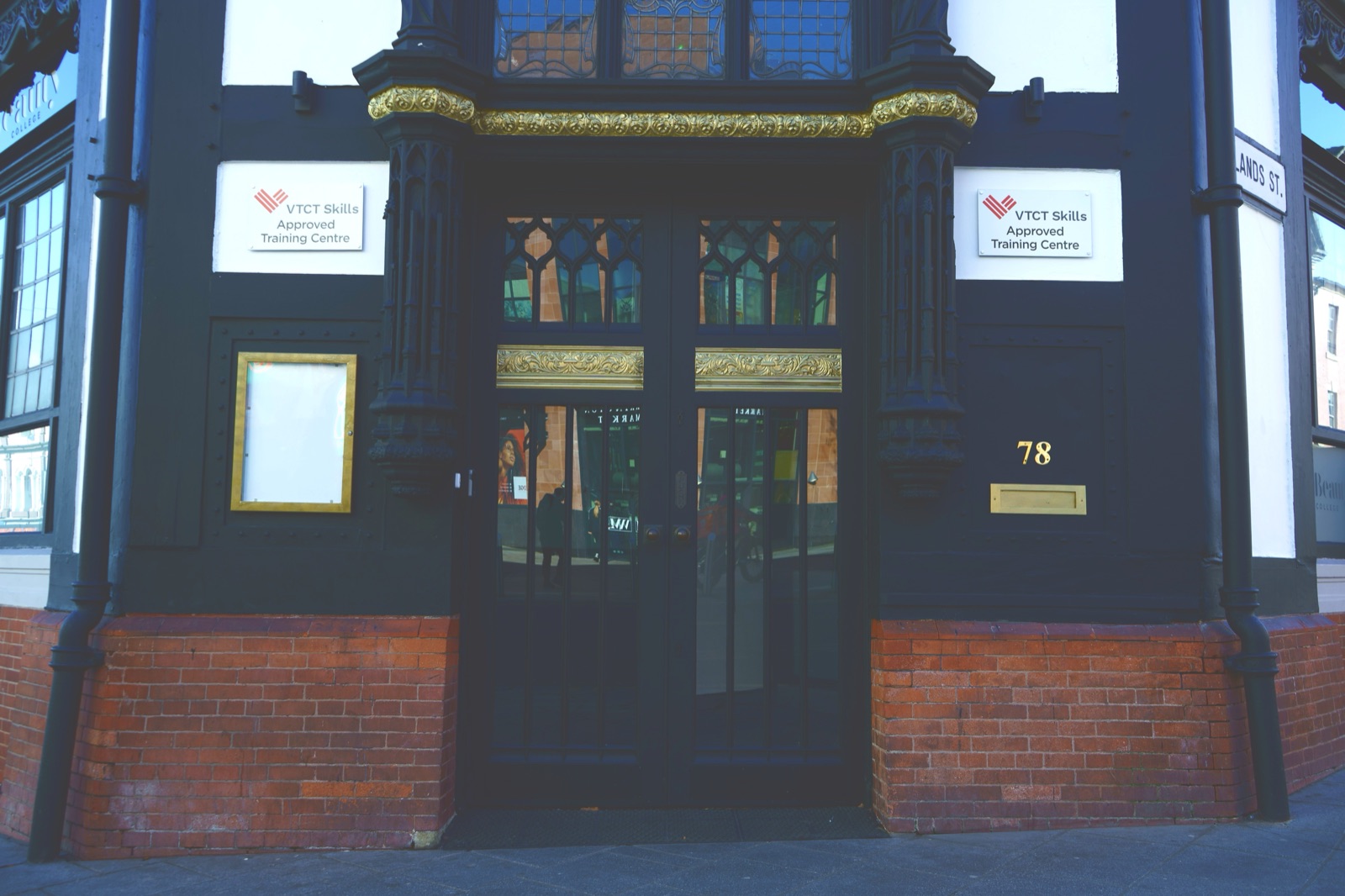 The front entrance of The Hair and Beauty College, 78 Bridge Street